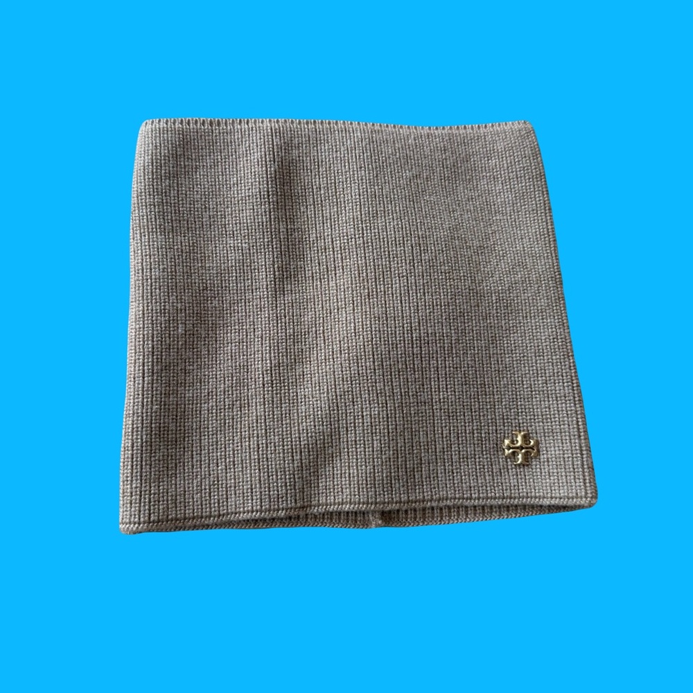 Tory Burch Camel Wool Neck Warmer Snood
